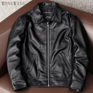 TONGYANG Nueva Chaqueta de Cuero Genuino para <span class=keywords><strong>Hombre</strong></span>, Abrigo de Piel de Vaca y Oveja, Chaquetas de Cuero de Piel de Vaca y Oveja Reales para Otoño e Invierno, Tallas Grandes - Product Image 1