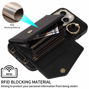 Custodia a Portafoglio da Donna in Pelle PU con <span class=keywords><strong>Porta</strong></span> Carte, Chiusura Magnetica, Laccetto e Funzione Stand per iPhone 17 16 15 14 13 12 11 - Product Image 3