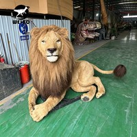 Modèle d'animal animatronique lion réaliste sur mesure, fabriqué à la main par Source Factory, pour les zones scéniques et les jardins botaniques