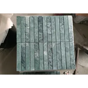 자연적인 돌 대리석 모자이크 돌 녹색 Waterjet 대리석 모자이크 타일 대리석 모자이크