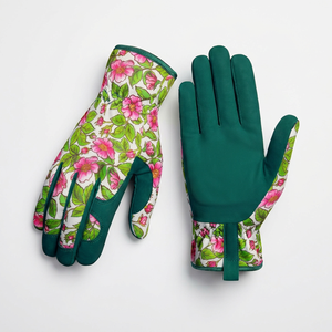 Guantes de Jardinería JNA GROUP con Diseño Floral, PU, Verde, Muñequera Elástica, Puntas de los Dedos Texturizadas Antideslizantes, Guantes de Seguridad de 4 Milésimas de Grosor - Product Image 1