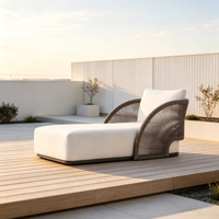 Chaise longue d'extérieur de luxe en forme d'éventail, en corde tressée, avec cadre en aluminium et coussin imperméable, pour villa, hôtel, patio – Fabrication OEM