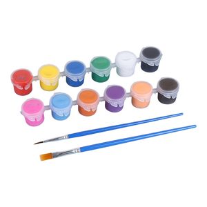 Ensemble de peinture miniature réutilisable, 12 couleurs, bandes de peinture acrylique avec 2 pinceaux, pots de peinture acrylique non toxiques - Product Image 1
