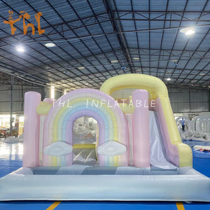 Château sautant Combo Commercial Bounce House Château gonflable <span class=keywords><strong>de</strong></span> couleur arc-en-ciel pastel avec nuage - Product Image 4