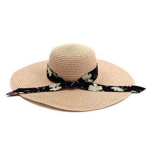 En gros, Visières de plage souples d'été pour femmes, à large bord, en paille, en soie, avec logo personnalisé, pour enfants et adultes, style mode, Garden Vocation Ribbon - Product Image 5