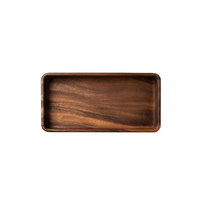 Assiette de tasse à thé rectangulaire japonaise Plateau en bois de noyer Assiette à collation en bois massif Assiette à collation en bois sec