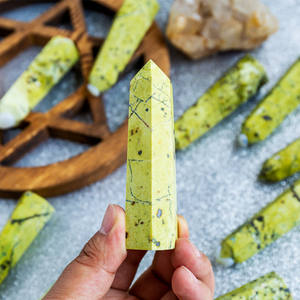 Nuovo Prodotto Artigianato Popolare Pietre Preziose Reiki Serpentino dal Perù Torre a Punta Mosaico Bacchette Cristalli Pietre Curative - Product Image 3