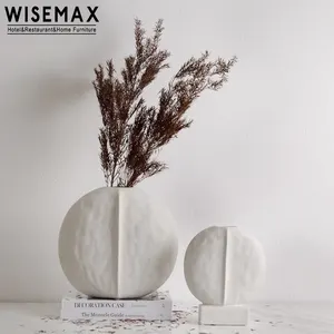 Wisemax Meubels Modern Nordic Vaas Bloemstuk Vaas Geometrische Gevormde Witte Keramische Bloemenvaas Voor Huisdecoratie