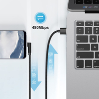 Kabel USB2.0 AM Tipe C Male Sudut Kanan 90 Derajat 1m 2m 3m untuk Pengisian Cepat dan Transfer Data Konsol Game