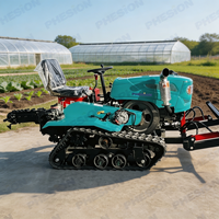 Tractor de cadenas de alta eficiencia de 35 HP con zanjadora y rastra para zanjas, equipo multifuncional para labranza agrícola