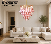 Lustre en verre bleu style Murano, forme longue, luminaire suspendu pour salon, chambre, villa