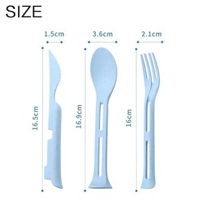 Juego de Cubiertos Apilables de Paja de Trigo, 3 Piezas, Cuchillo, Tenedor y Cuchara Portátiles y Ecológicos para Viajes, Escuela, Oficina, Campamento y Picnic - Product Image 6