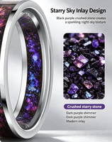 Bague de mariage pour couples en carbure de tungstène argenté, incrustation romantique en or rose et pierre de grès galaxie, polie, 6 mm, ajustement confortable