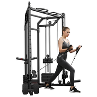Equipo de Entrenamiento de Fuerza para Cuerpo Completo: Máquina de Gimnasio en Casa con Cable Cruzado, Barra de Dominadas y Soporte para Sentadillas con Pila de Pesas