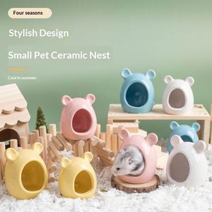 Nouvelle Maison en Céramique pour Hamster, Cachette pour Hamster Doré, Petite Abri Rafraîchissant pour l'Été, Fournitures d'Aménagement Paysager en Gros - Product Image 1
