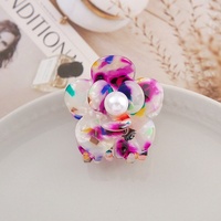 Pinces à cheveux en acétate floral avec perles, accessoires floraux élégants pour femmes, pinces à strass à maintien solide, vente en gros
