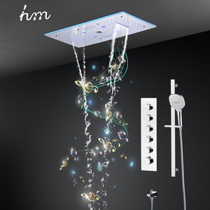 ฝักบัวอาบน้ำแบบ LED ขนาดใหญ่ 24*12 นิ้ว แบบเรนชาวเวอร์ วอเตอร์ฟอล สเปรย์ คอลัมน์ พร้อมชุดผสมอุณหภูมิแบบเทอร์โมสแตติก - Product Image 3
