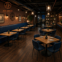 Meubles de restaurant commerciaux Ron Group, tabourets de bar, table carrée en bois, banquette en cuir, chaise confortable en velours