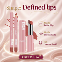 Kit lèvres 2 en 1 : crayon contour des lèvres et rouge à lèvres mat, imperméable, anti-bavures, 8 teintes, ensemble de maquillage cosmétique pour les lèvres