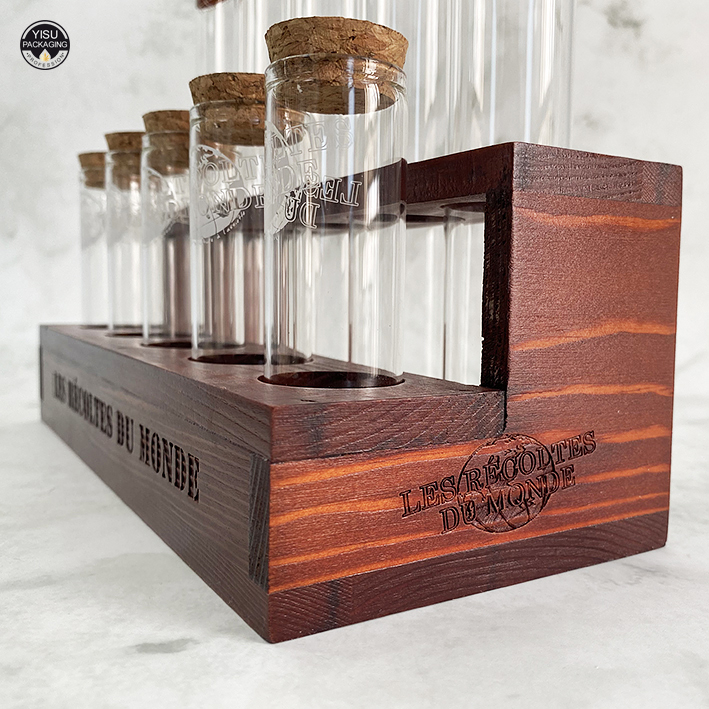 Оптовая продажа, деревянный стеллаж для пробирок с 7 отверстиями и логотипом на заказ по цене производителя, стеллаж для витрин, Деревянный/деревянный стеллаж для пробирок, упаковки винных бутылок