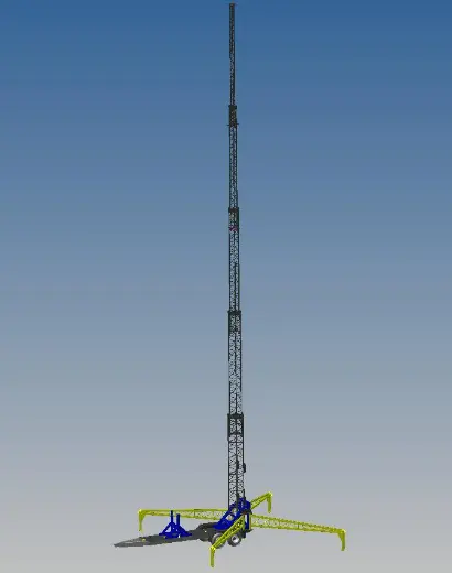 Torre de elevação telescópica para vacas, estrutura de aço 10m-40m, 3 e 4 pernas, telecomunicações, trailer