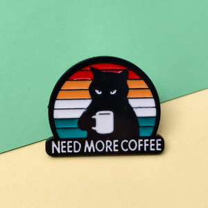 Pin de Esmalte de Gato Meme para Amantes de Café, Broche de Gato Zangado, Acessório para Mochilas e Jaquetas, Presente Ideal para Fãs de Café e Gatos - Product Image 2