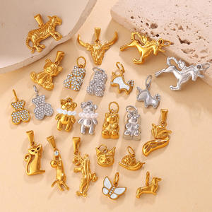 Dijes de Acero Inoxidable con Baño de Oro PVD de 18K, Diseño 3D del Reino Animal, para Fabricación de Joyería, para Perro, Sirena, León, Delfín, Jirafa, para Regalo - Product Image 1