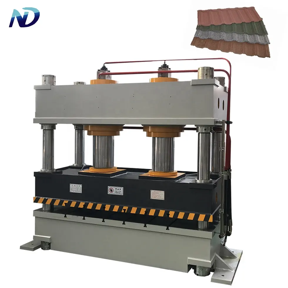 China hydraulic stone coated metal roof tile making stamping press machine