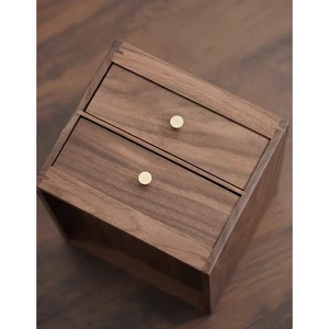 Classica Scatola Portaoggetti a Tre Livelli in Legno di Noce Nero Nordamericano, Cassetto da Scrivania per Tè, Dolci, Ufficio e Soggiorno - Product Image 3