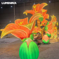 Lanternes en papier de soie à fleurs géantes faites à la main 2025 pour décor festif Nouvel An chinois Diwali Ramadan