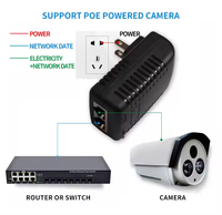 10/100Mbps montage mural Euro Plug Ethernet POE injecteur 24V 1A 48V 0.5A AC DC Power PoE adaptateur 24v