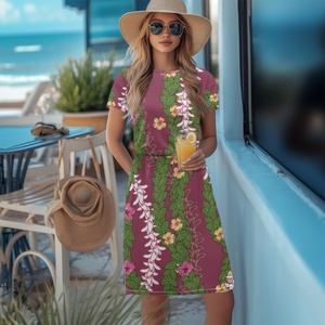 <span class=keywords><strong>Hot</strong></span> Sale Custom Fashion Aloha Hawaiian <span class=keywords><strong>Mele</strong></span> Kalikimaka Weihnachts druck Kurzarm bedrucktes Kleid mit Taschen Print on Demand - Product Image 4