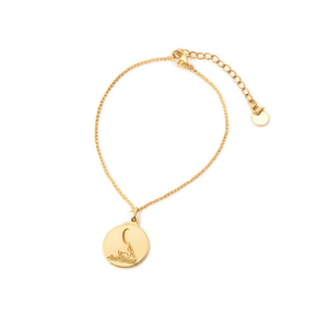 Bracciale Charm Dorato in Acciaio Inossidabile con Catena Regolabile e Ciondolo, Accessorio di Moda - Product Image 1