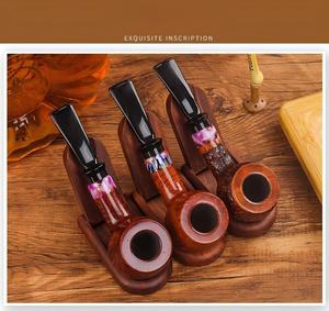 Pipe à tabac en bois de bruyère naturel, modèle traditionnel TOBCCO TC2086W, anneau coloré, solide, portable, détachable, facile à nettoyer - Product Image 3