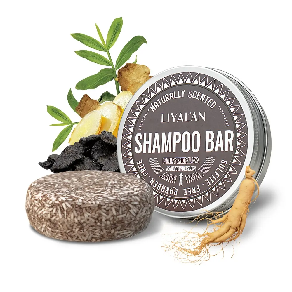 Barre de shampooing assombrissant pour cheveux de marque privée répare la croissance des cheveux abîmés savon Polygonum Multiflorum