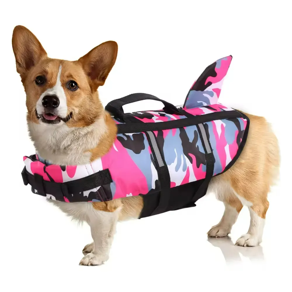 Giubbotto di sicurezza per animali domestici riflettente salvavita regolabile con costume da bagno mimetico per nuoto giubbotto di salvataggio per cani