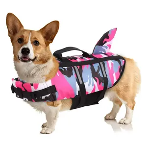 Juice Pet Safety Vest Reflective Adjustable Lifesaver Preserver With Camouflage Swimsuit For Swimming Dog Life Jacket