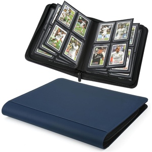 Factory Price Custom High Quality Luxury PU <b>Material</b> 4 Pockets Trading Card Binder Business Cards <b>Storage</b> Display Zipper Closure - Product Image 1