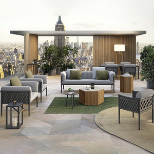Ensemble de salon de jardin en corde et alliage d'aluminium pour hôtel, villa, mobilier de loisirs, canapé d'extérieur modulable - Product Image 2