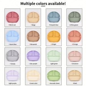 Assiette divisée en silicone antidérapante durable pour l'alimentation des bébés, plat pour enfants avec trois compartiments, matériau flexible de qualité alimentaire - Product Image 5