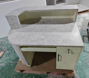 Mostrador de Recepción Moderno de Piedra Artificial para Salón de Belleza Pequeño, Peluquería o Barra de Bar, Mostrador de Tienda de Madera - Product Image 6