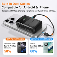 Batterie externe portable haute capacité avec écran numérique intégré, 1 câble, 10000 mAh, sans fil, avec béquille