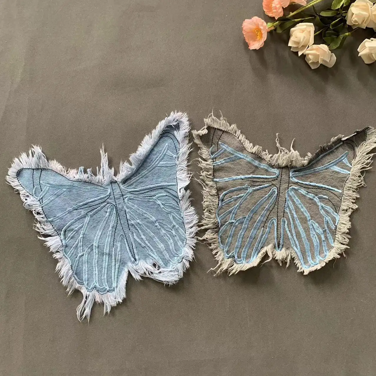 ZSY Wholesale New butterfly lace embroidered patch lace trimming embroidered butterfly collar lace applique