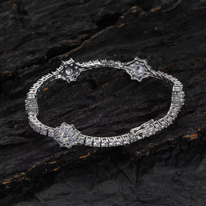 New Flower-shaped Copper Zircon Tennis <b>Bracelet</b>, <b>Couples</b> Stacking Women's Jewelry Hip-hop Tanjing Fashion Lijing Necklace - Product Image 2