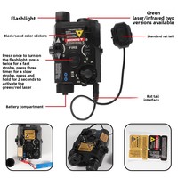 Lampe torche laser verte multifonction en métal, pointeur tactique multifonctionnel, queue de souris, boîtier de batterie