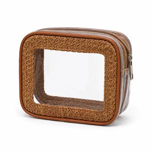 Wholesale <b>Transparent</b> PVC Jute <b>Makeup</b> <b>Bag</b> Custom Logo Travel Cosmetic Organizer Pouch with Zipper Factory Direct Supply - Product Image 1