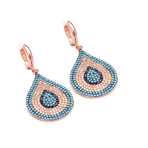 Pendientes de Ojo Turco y Azul para Mujer, Joyería Turca Hecha a Mano al por Mayor, Plata de Ley 925 - Product Image 1