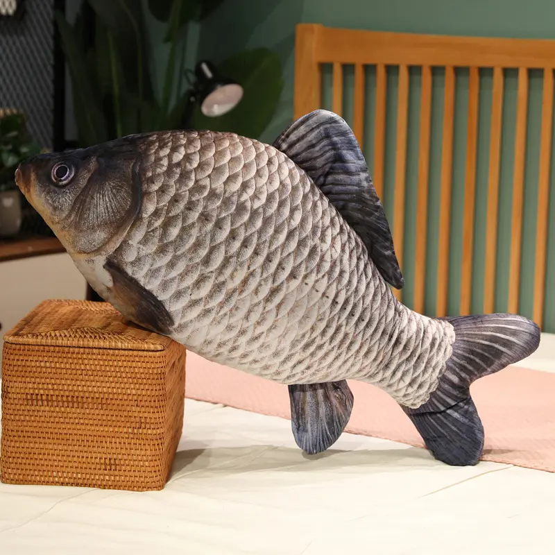 60cm/23.62in 시뮬레이션 재미있는 물고기 봉제 완구 박제 부드러운 동물 잉어 봉제 베개 창조적 인 수면 쿠션 고양이 장난감