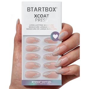 BTARTBOX French Tip Press on <b>Nails</b> Wholesale Medium Almond French Style Artificial Fingernails Luxury 3D False Fake <b>Nails</b> <b>Set</b> - Product Image 2