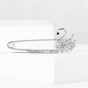 女性用ファッションカーディガンショールウェディング子供用合金ラインストーン白鳥ラペルピンブローチ - Product Image 3